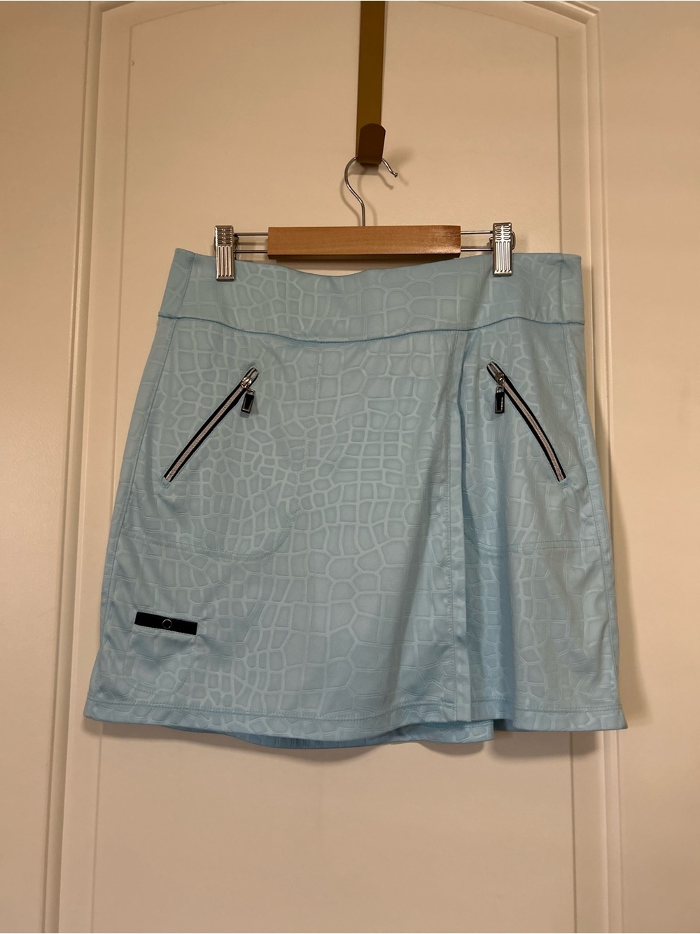 ⛳️🐊🎾jamie sadock Light Blue Croc-Texture Skort with Zip Pockets🎾🐊⛳️